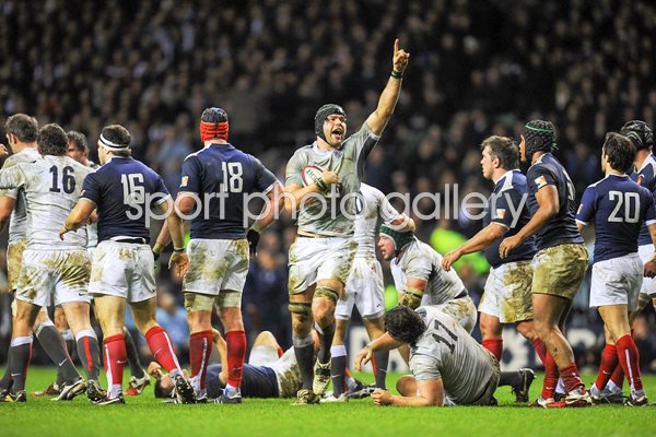 Tom Palmer celebrates win v France - 6 Nations 2011