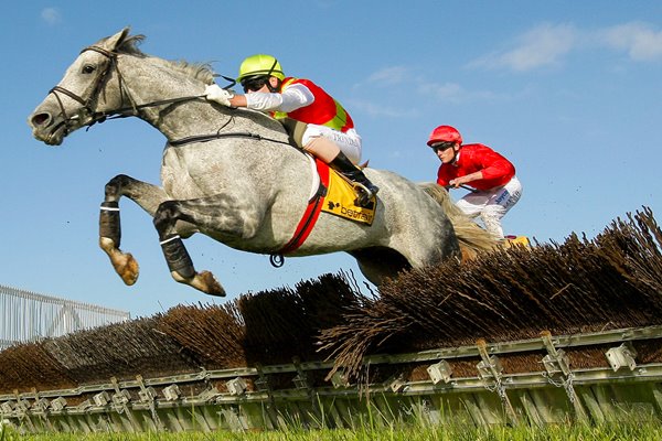 Adam Trinder riding Desert Master clears a hurdle