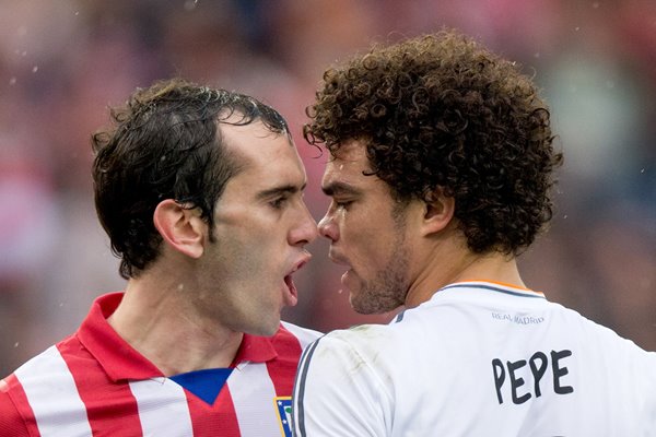 Diego Godin and Pepe Atletico Madrid v Real Madrid 2014