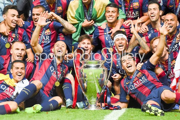   Mascherano, Messi, Neymar, Suarez Barcelona celebrate 