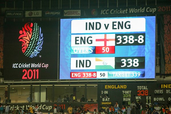 India v England Scoreboard - Tied Match