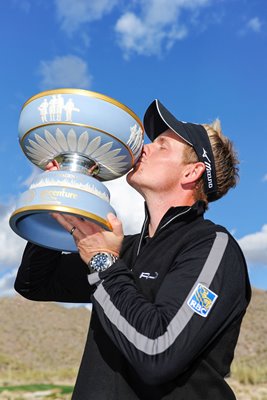 Luke Donald of England celebrates WGC 2011