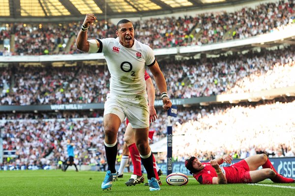 Luther Burrell scores England v Wales Twickenham 2014