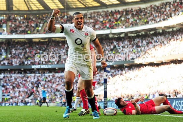 Luther Burrell scores England v Wales Twickenham 2014