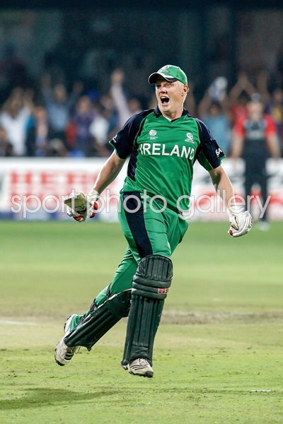 Kevin O'Brien celebrates 100 v England 