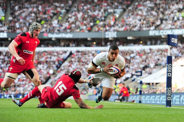 Luther Burrell scores England v Wales Twickenham 2014