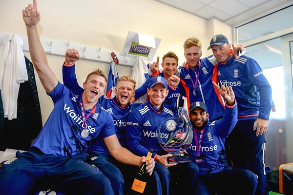 England celebrate ODI Series win v New Zealand 2015
