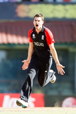 James Anderson celebrates Cricket World Cup 2011