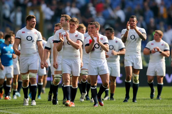 England lap of honour v Italy Rome Six Nations 2014