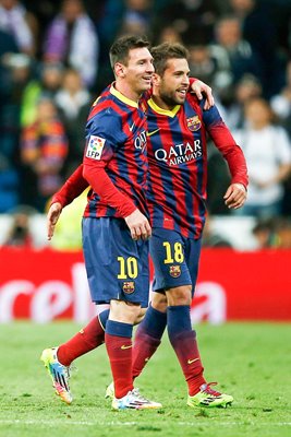 Lionel Messi & Jordi Alba Barcelona El Clasico 2014