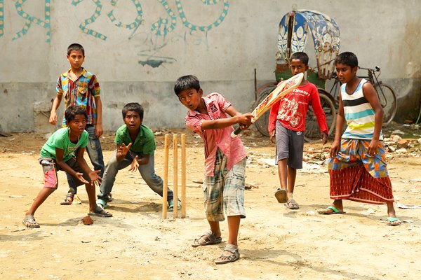 Local Kids Playing Cricket - ICC World Twenty20 Bangladesh 2014