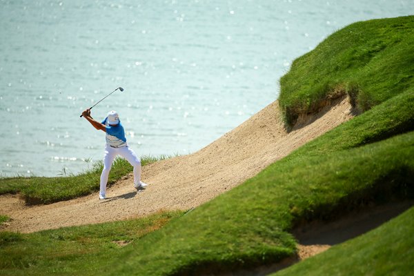 Rickie Fowler bunkered USPGA Whistling Straits 2015