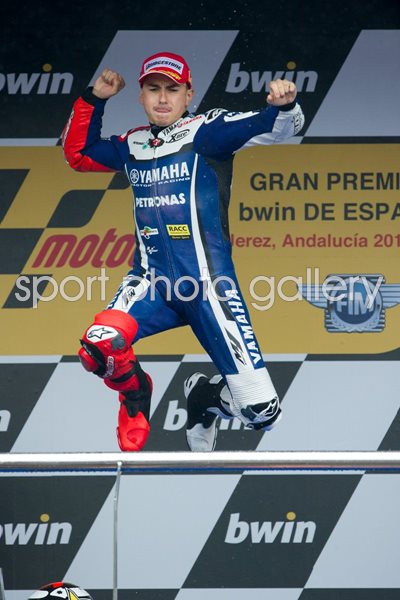 Jorge Lorenzo celebrates Jerez Moto GP 2011