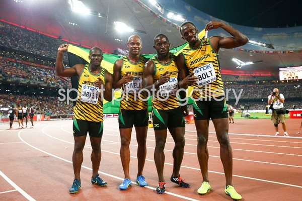 Jamaica 4x100m relay winners World Athletics Beijing 2015