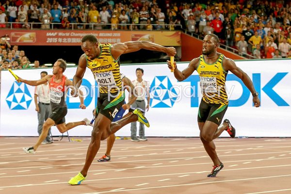 Nickel Ashmeade to Usain Bolt Jamaica Relay Gold 2015