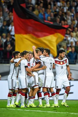 Germany players celebrate goal v Poland