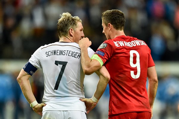 Schweinsteiger Germany and Lewandowski Poland 