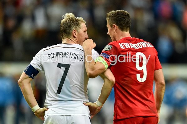 Schweinsteiger Germany and Lewandowski Poland 