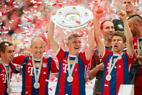 Lahm, Robben, Schweinsteiger, Mueller Bayern Champions 2014