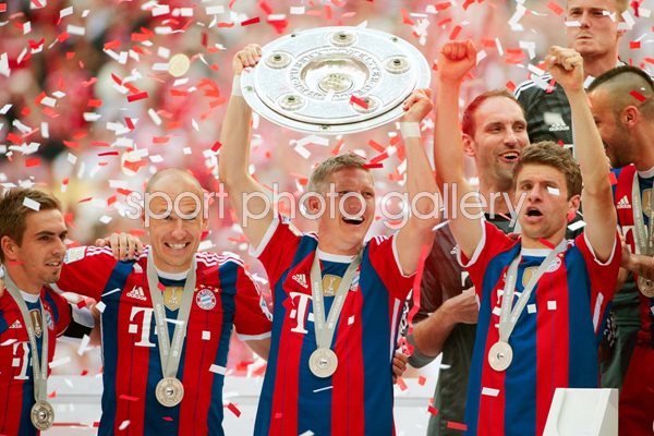 Lahm, Robben, Schweinsteiger, Mueller Bayern Champions 2014