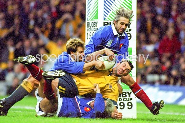 Joe Roff tackled Australia v France