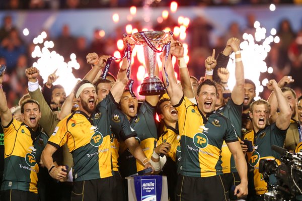 Northampton Saints Win Amlin Challenge Cup Trophy 2014