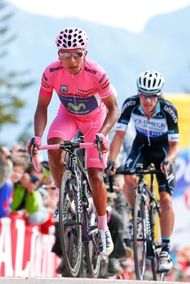 Nairo Quintana beats Rigoberto Uran Stage 20 Giro 2014