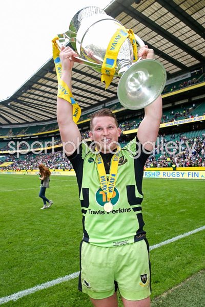 Northampton Saints Dylan Hartley Aviva Premiership Trophy 2014