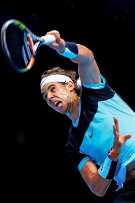 Rafael Nadal serves ATP World Tour Finals London 2015