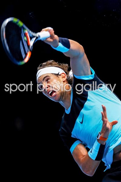  Rafael Nadal serves ATP World Tour Finals London 2015