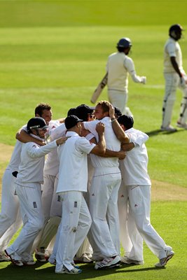 England celebrate Cardiff win 2011