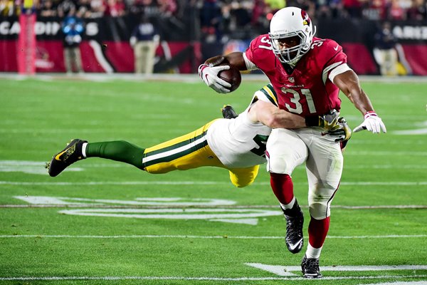 David Johnson #31 Arizona Cardinals is hit