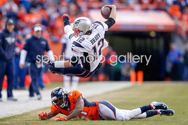 Aqib Talib Broncos tackles Tom Brady AFC Championship 2016
