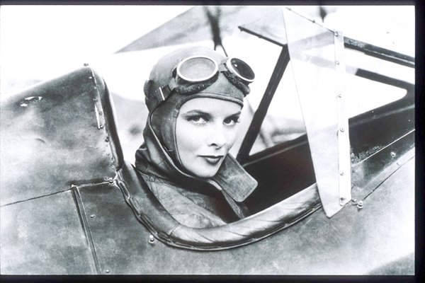 Katharine Hepburn in a plane