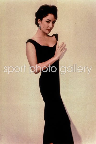 Actress Elizabeth Taylor wearing black dress