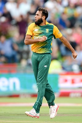 Imran Tahir South Africa celebrates dismissing Ben Stokes