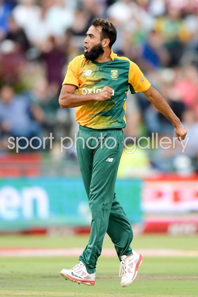 Imran Tahir South Africa celebrates dismissing Ben Stokes