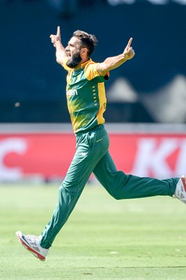 Imran Tahir South Africa celebrates v England