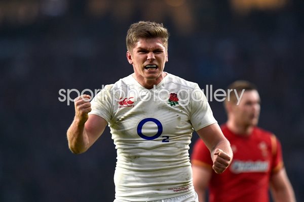 Owen Farrell England celebrates Triple Crown 6 Nations 2016