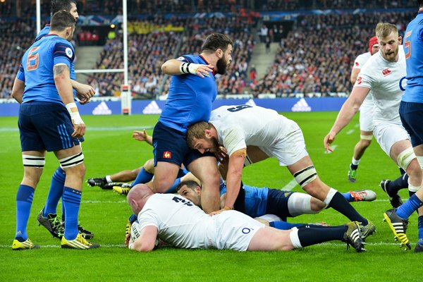 Dan Cole England scores v France 6 Nations Paris 2016