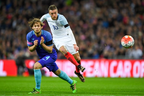 Jamie Vardy England shoots v Holland Wembley 2016