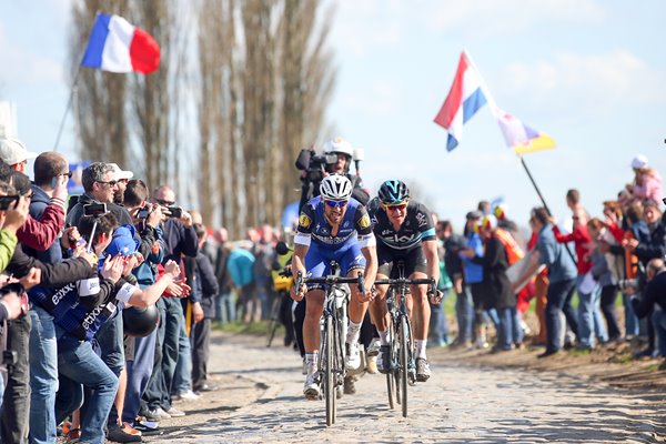 Tom Boonen leads Ian Stannard 2016 Paris - Roubaix