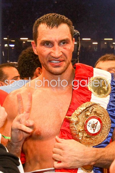 Wladimir Klitschko celebrates v David Haye