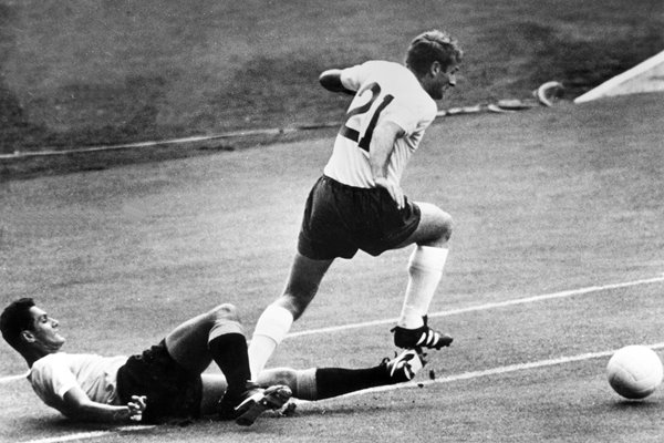 Roger Hunt v Pedro Rocha Uruguay 1966 World Cup
