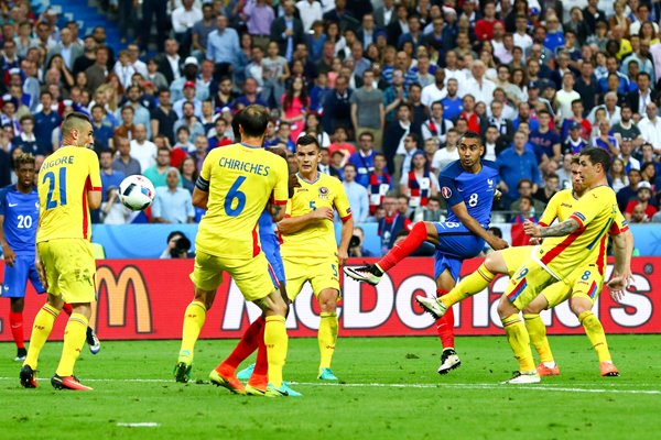 Dimitri Payet France scores v Romania Paris 2016