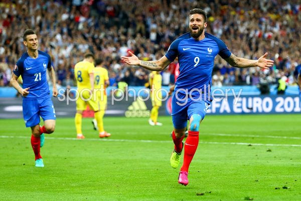 Olivier Giroud France scores v Romania Europeans Paris 2016
