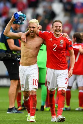 Aaron Ramsey and Chris Gunter Wales v Slovakia