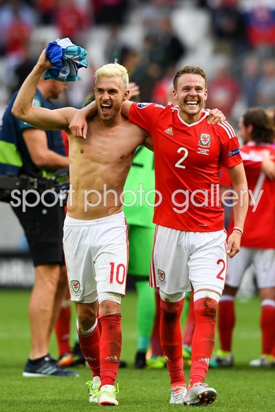 Aaron Ramsey and Chris Gunter Wales v Slovakia