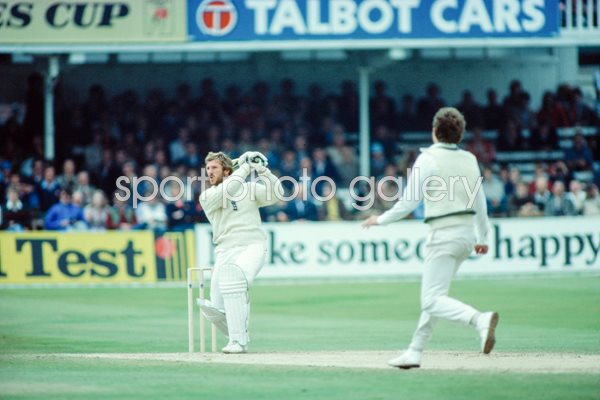 Ian Botham England drives Terry Alderman Australia 1981
