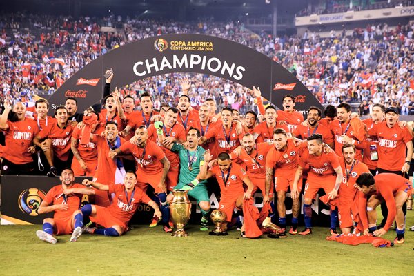 Chile team celebrate Copa America win